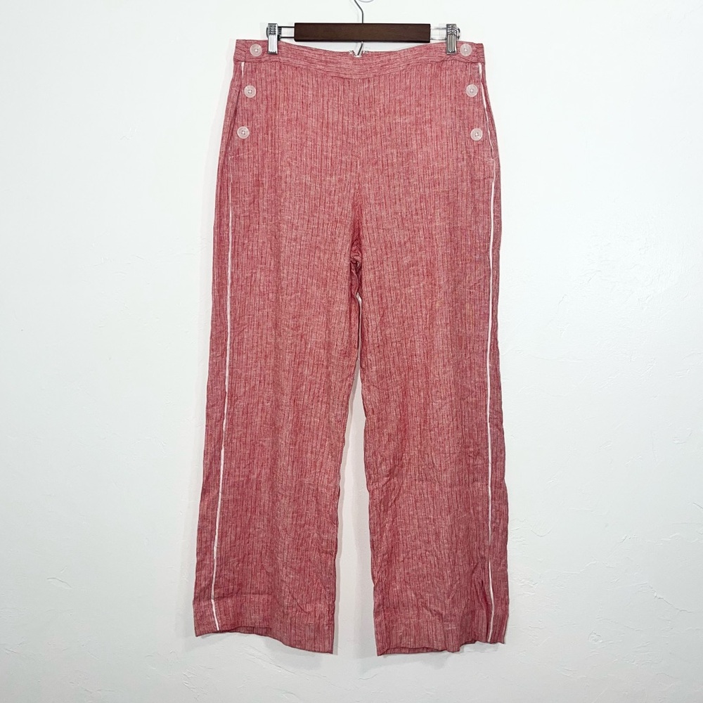 Banana Republic Red Linen Blend Wide Leg Sailor Pants Size 12